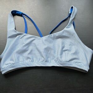 Lab Joy Sports Bra Blue and White stripped size L.
